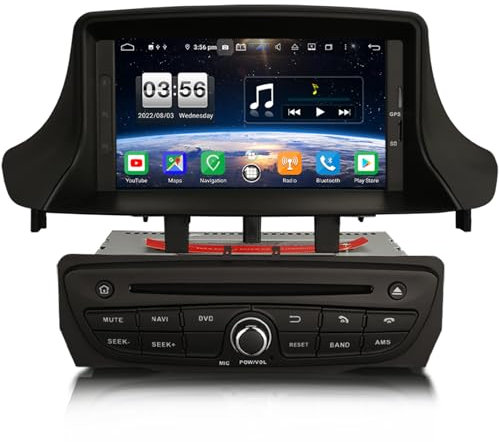 8-Kern Android 14 Autoradio für Renault Megane Ⅲ Fluence GPS Navigation Carplay DSP Bluetooth A2DP WiFi DVD Player Touchscreen DAB+OBD2 4GB RAM+64GB ROM