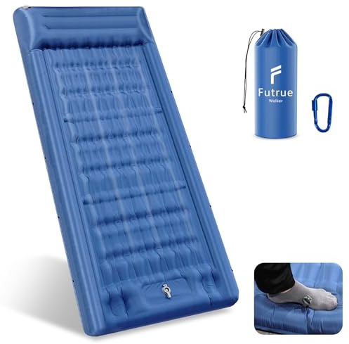 83CM Ultrawide Camping Mat,13CM Super Thickened Inflating Sleeping Mat with Built-in Foot Pump&Pillow,13CM Super Thickened Inflatable Camping Bed for Hiking Sunbathing Cycling Backpacking (Blue)