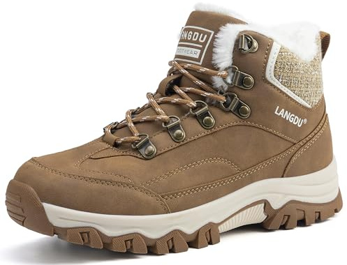 LANGDU Winterschuhe Damen Schneestiefel Boots Winterstiefel 37-42EU | Warm Gefüttert,Wasserdicht,Rutschfest,Bequem,Kälteschutz,Outdoor