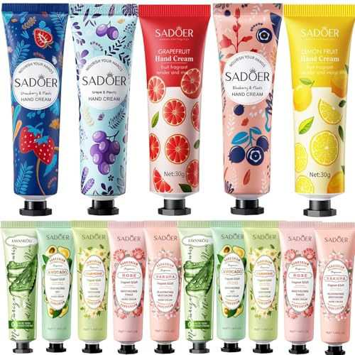 Luthando Handcreme Mini Set, Mini Handcreme Geschenkset, 15 x 30ml Duft Hände Fuß Feuchtigkeitscreme klein Pflegecrem, Geschenkset für Frauen Männer Geburtstag Weihnachtsgeschenke