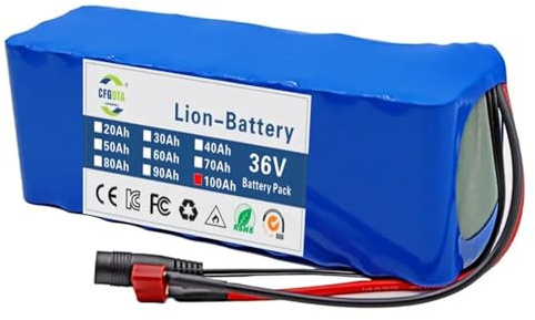 AYKLFNW 36V 100Ah PVC Batteria al Litio a Lungo Raggio da per Bici elettrica Scooter Elettrico Batteria High Capacity per Kit Motore 250-500W con 42V 2A Caricatore 36V 100Ah,T+DC