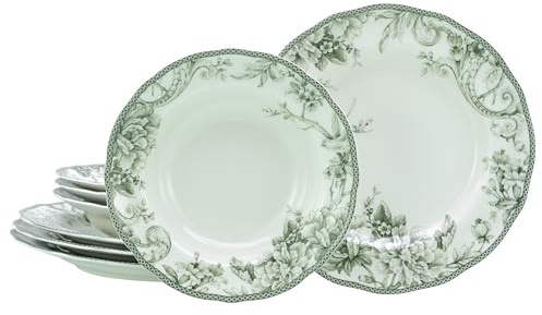 CreaTable, 24771, Serie Adelaide Grün, 8-teiliges Geschirrset für 4 Personen, Tafelservice aus Porzellan, spülmaschinen- und mikrowellengeeignet, Qualitätsproduktion