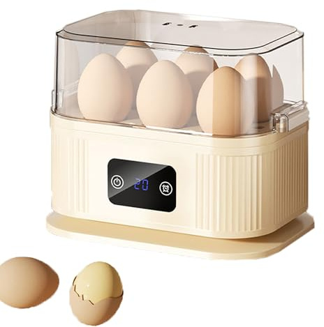 Smart Egg Cooker Electric, 6 Eggs Capacity with Auto Shut-Off, Stainless Steel Boiler for Hard/Medium/Soft Boiled, Poached, Omelette & Steaming white