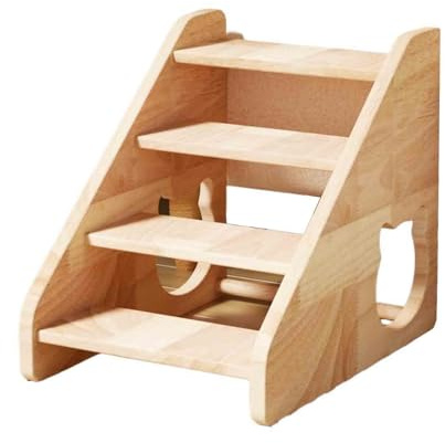 WYBZDA Madera Maciza Escalones para Perro para Gatos Soportan 75 Kg Escalera para Perros para Camas Cachorros Lesionadas Otomana Rampa para Perros con Barandillas(45.5 * 32.5 * 39.5cm)