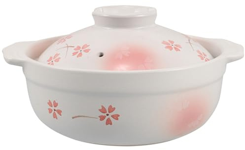 TOYANDONA Olla de Barro Japonesa con Tapa de 1000ml para Cocinar en Casa, Diseño Tradicional con Calentamiento Uniforme y Estilo Sencillo y Elegante