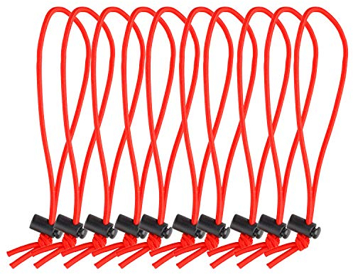 POWRIG Elastische Kabelbinder, 15,2 cm, verstellbar, wiederverwendbar, Rot, 10 Stück