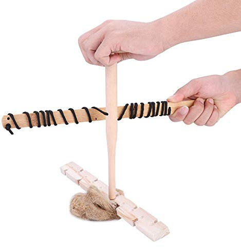 Bnineteenteam Bow Drill Fire Starter Kit,Primitive Fire Making Tool Wood Drilling Fire Making Tool for Camping Educational Learning Mountaineering Tool Accessories Hiking Camping