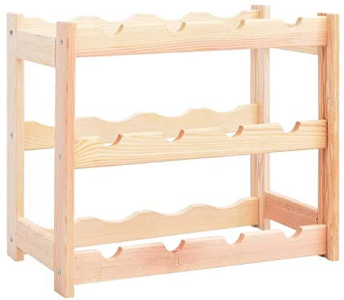 vidaXL Botellero para 12 Botellas de Madera de Pino con Accesorios Decoración Almacenamiento Organización Vinoteca Exponedor Diseño Sencillo Rústico