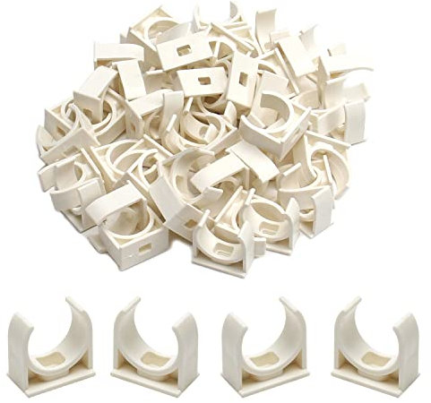 MroMax 20 morsetti per tubi dell'acqua in PVC da 25 mm, colore bianco, a forma di U, supporto per tubi dell'acqua e tubi flessibili, presa in plastica per fissare tubi corrispondenti