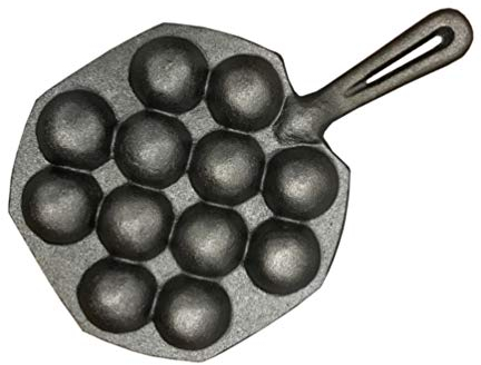 Cabilock Takoyaki Octopus Pan Gusseisen Bratpfanne für Poffertjes Pfannkuchenbällchen Thai Kanom Krok Und Andere Dessertbällchen