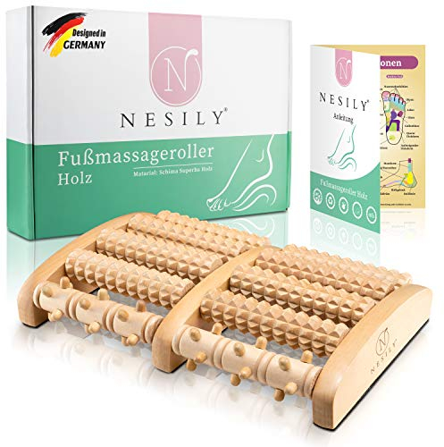 NESILY Rouleau de Massage des Pieds en Bois, Outils de Réflexologie Appareil Massage pour Soulager Fasciite Plantaire, Douleur Voûte et Talon, Écologique Masseur Pied pour Relaxation de Acupression