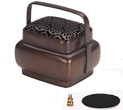 XXSC-ZC Patrones De Girasol Incienso Carbonero Mano Caliente, Cobre Incensario para Barritas De La Quema De Incienso Conos, Aromaterapia Portátil