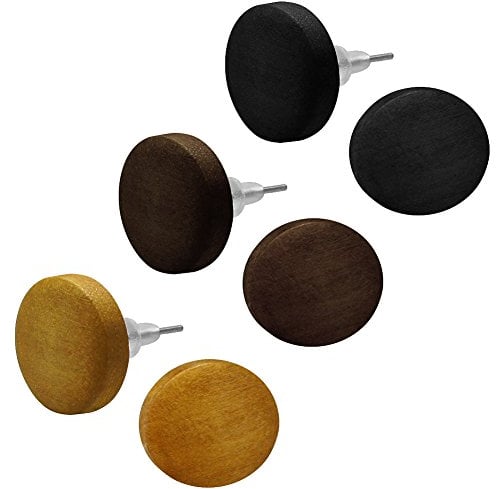Soul-Cats 1 Paar Holz Ohrstecker als Set in 3 Farben