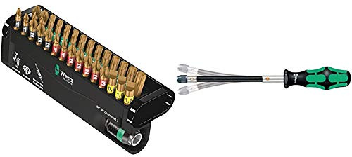 Wera 05057431001 Sortiment, Bit-Check Diamond 1, 30-teilig, Stück & 05028160001 392 Bit-Handhalter mit flexiblem Schaft, 1/4 Zoll x 177 mm