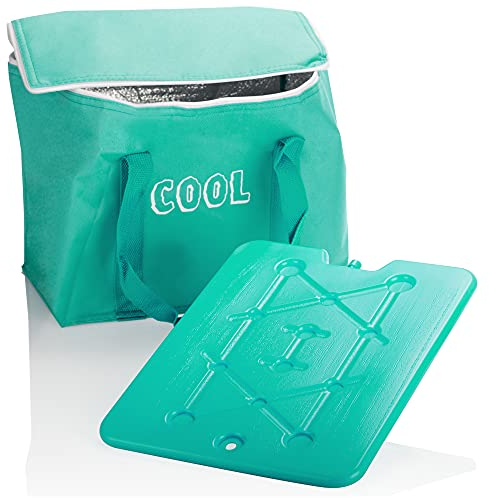 com-four® Kühltasche mit Kühlelement - Faltbare Thermo-Kühlbox - leichte Isoliertasche für Camping & Outdoor mit EIS-Akku - sommerliche Picknicktasche (grün)
