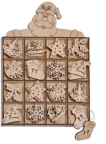 48x Holz Weihnachten Christbaum Anhänger Weihnachtsbaum Tannen Baum Deko Schmuck