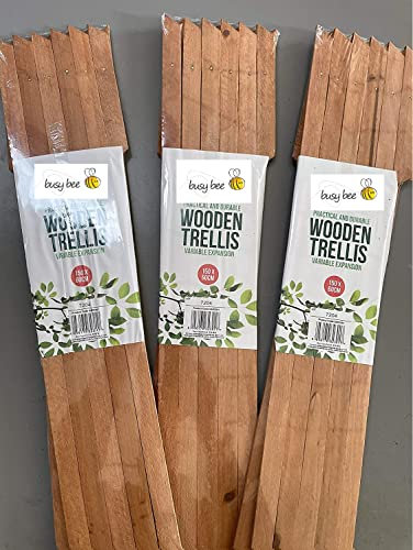 MD MUZ 3 X Garden Gardeners BROWN Coloured Wooden Expanding Expandable Wooden Garden Trellis Each Piece Expands to 150 x 60 cm / 5FT X 2FT New