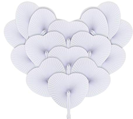iZoeL Fächer Hochzeit 60 Stück Handfächer Weiß Hochzeitsfächer Faltfächer Herz Hochzeit Gäste Geschenk Hochzeitsdeko Vintage (60Stk)