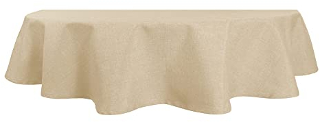 Tischdecke oval Leinenoptik 135x180 cm Lotuseffekt Tischwäsche Wasserabweisend Tischtuch Fleckenabweisend Bügelfrei Abwischbar Waschbar Innen und Außen Perleffekt (Ecru, 135 x 180 cm)