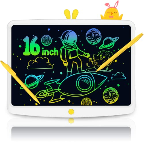 TUGAU Tableta de Escritura LCD 16 Pulgadas Pizarra Magnetica Infantil Colorido electrónico Pizarra Magica Infantil con Bloqueo de Pantalla borrable y Reutilizable Juguetes Niños 2 3 4 5 6 7 8 10 Años