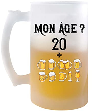 Chope de bière 30 ans : mon âge en pintes - cadeau idée anniversaire Fête des Pères Humour - Verre givré 470 ml avec poignée Alcool Pinte