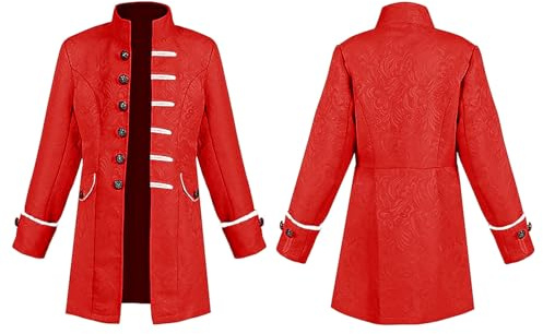 AIEOE Boy's Medieval Pirate Jacket Frock Coat Kid Children Long Sleeve Gothic Punk Trench Coat