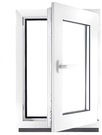 BauPLAZA - Ventana PVC (reforzado) - ANCHO x ALTO 400 x 700 mm - BLANCA - Vidrio Transparente - doble acristalamiento 4/24/4 (doble cristal) - 40 x 70 cm Derecha OSCILOBATIENTE 1 HOJA APERTURA