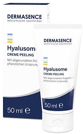 DERMASENCE Hyalusome Creme-Peeling, 50 ml - Pflegendes, mechanisches Peeling - entfernt abgestorbene Hautschuppen und löst Mitesser - mit natürlichen gehärteten Rizinuskügelchen - mit Vitamin E