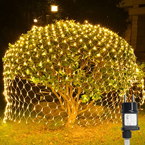 Yakimz 200 LED Lichternetz, 3x2M Lichterkette Netzlicht, LED Lichtervorhang mit 8 Modi und Speicherfunktion, IP44 Wasserdichte Lichterkette Netz für Innen und Außen(Warmweiß)