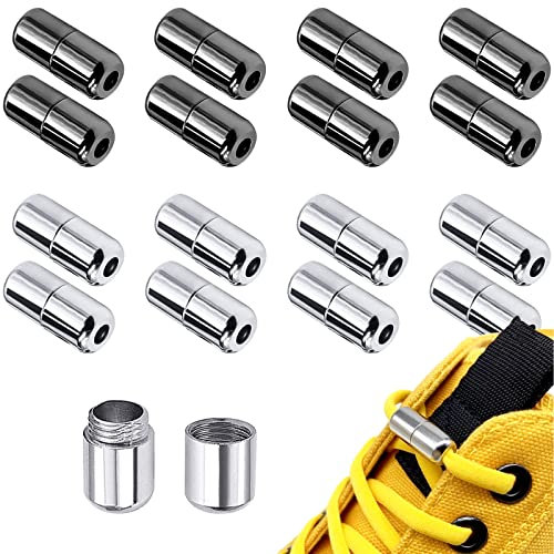 LUCKYKODOR 16 Piezas Hebilla de Cordones, Cerraduras de Cordon Hebillas de Metal Cierres ,Hebillas para Cordones de Zapatillas,Zapatillas de deporte, zapatos casuales para niños y adultos