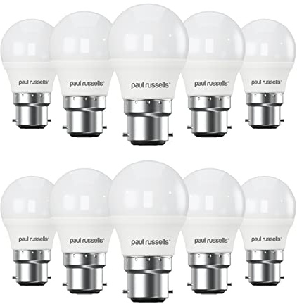 paul russells LED Golf Ball – Dimmable Bayonet Fitting Light, 5.5W 470 LM B22 G45 LED Bulbs, 40w Equivalent, 4000K Cool White/Natural White, Dimmer BC Energy Saving Ceiling Lightbulbs, 10 Pack