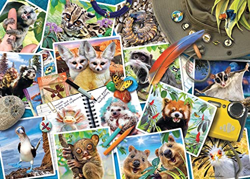 Ravensburger Puzzle 2D 1000 elementów: Zwierzaki w podróży, Stary Design