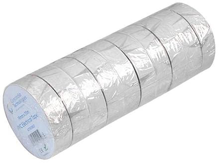 Ruban adhésif en PVC, 19 mm x 20 m, blanc, ruban isolant électrique, quantité de 10 | MP002158