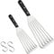HaWare Fish Spatula, Stainless Steel Slotted Turner with Solid ABS Handle, Flexible Metal Slotted Spatula for Cooking/Flipping/Frying/Grilling, Include S Hooks, Dishwasher Safe (2 Pcs, 27cm & 31.5cm)