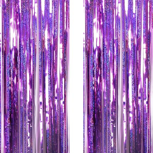 Lila Backdrop Streamers AILEXI 2 Pack 1M*2M Metallic Tinsel Folie Fringe Vorhänge für Photobooth Party Dekor
