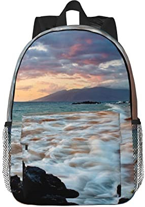 KIDINN Halloween-Rucksack mit Gothic-Druck, geeignet für Männer, Frauen und Jugendliche, Strand Maui Hawaii Sonnenuntergang Wolken, Einheitsgröße