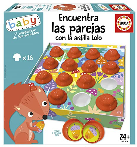 Educa, Finden Sie Paare mit dem Eichhörnchen Lolo, Lernspiel mit 4 Dynamiken, um Paare zu Finden, um die visuelle Wahrnehmung, Aufmerksamkeit und Erinnerung und kognitive Entwicklung zu stimulieren
