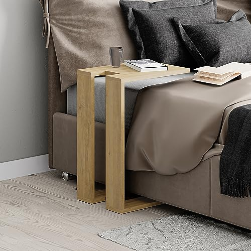 Hocuspicus Hocus Picus | Moderner C-Tisch für Wohnzimmer | Multifunktionaler Beistelltisch | Couchtisch & Nachttisch mit vielen Farboptionen | 57 x 40 x 30 cm - Eiche