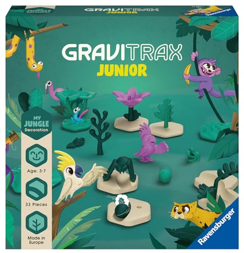 Ravensburger GraviTrax Junior Extension Jungle 23747 - Murmelbahn überwiegend aus nachwachsenden Rohstoffen mit Themenwelten, Lernspielzeug und Konstruktionsspielzeug für Jungs und Mädchen ab 3 Jahren