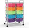 GIANTEX Rollwagen mit 10 Schubladen stapelbar, Schubladenwagen Badrollwagen Küchenwagen mit feststellbaren Rollen, Aufbewahrungswagen Haushaltswagen für Küche Bad Büro 65,5x37x87cm Transparent Bunt