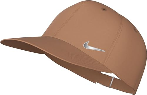 Nike Dri-Fit Club Unstrukturierte Metall-Swoosh-Cap, Amber Brown/Metallic Silver, FB5372-225, M/L