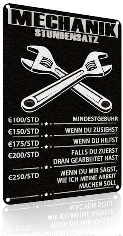 Mecánico por hora Tarifas de mantenimiento de trabajadores, mantenimiento taller decoración de pared, fábrica de reparación de automóviles, decoración de placa metálica de garaje, 20 x 30 cm (2353)