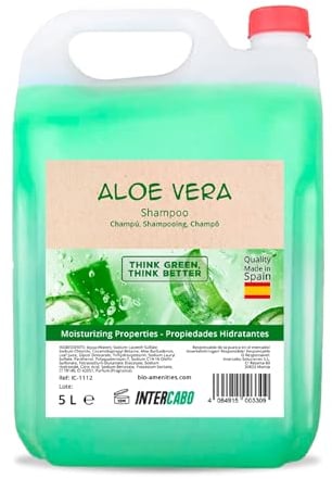 Intercabo - Champú Aloe Vera de Haute Qualité - Bidon de 5 Litres de Shampooing à l'Aloe Vera - Shampooing Aloe Vera - Shampooing Naturel - Shampooing pour Hébergements - Shampooing 5l