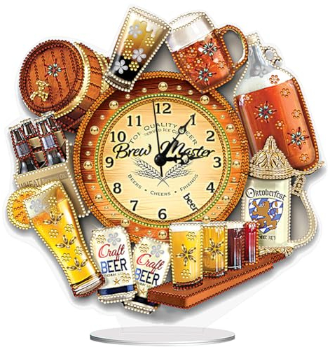 Starnearby DIY Diamond Painting Uhr Deko, 5D Diamant Painting Tisch Deko Mit Uhrfunktion, Diamant Malerei Kunst Set Ornamente, Zuhause Deko Muttertagsgeschenk Geschenke für Frauen