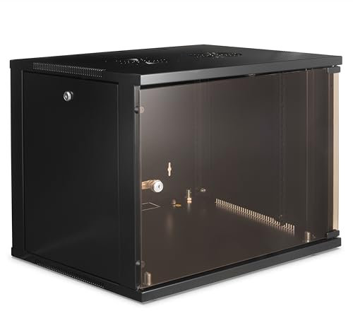 Platinum Enclosures 9u 600mm Wall mounted or Floor Standing Data Cabinet, 19 Inch Storage Rack for Home Office, Removeable Side, Lockable Door and Sides