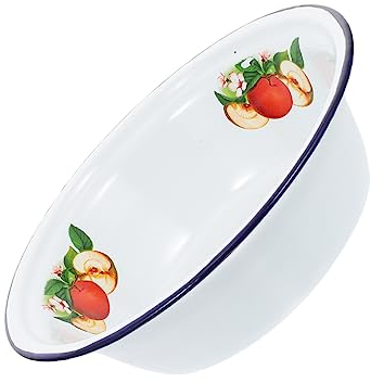 CRILSTYLEO 1pieza Cuencos Esmaltados para Sopa Esmaltada Cuenco Esmaltado Olla de Manteca de Cerdo Esmaltada Vajilla 20CM