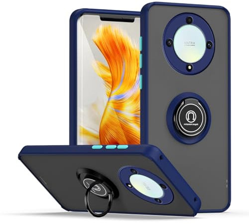 JNERBUYI Funda Protectora para Honor Magic6 Lite 5G / Magic 6 Lite/ X9B con Anillo, Carcasa con Magnético Anillo de 360°, Función de Soporte, Carcasa Resistente Anticaída. Azul Real