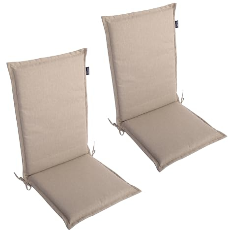 LILENO HOME Lot de 2 coussins pour chaise de jardin à dossier haut - Taupe - Coussins confortables pour meubles de jardin - Coussins de chaise pour chaises de jardin et chaises pliantes - Malt