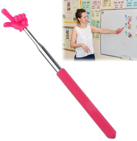 1 puntero de mano extensible, puntero de dedo extensible, puntero de enseñanza, bastón telescópico, puntero para el aula, presentaciones (rosa)