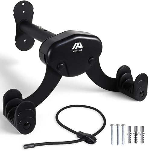 MU CYCLE Buffalo Fahrrad Wandhalterung Rack - Verstellbarer Schwerlast-Horizontaler Indoor-Aufhänger für Straßen-, Mountain- & Hybrid-Fahrräder bis zu 22 kg, platzsparende Garage
